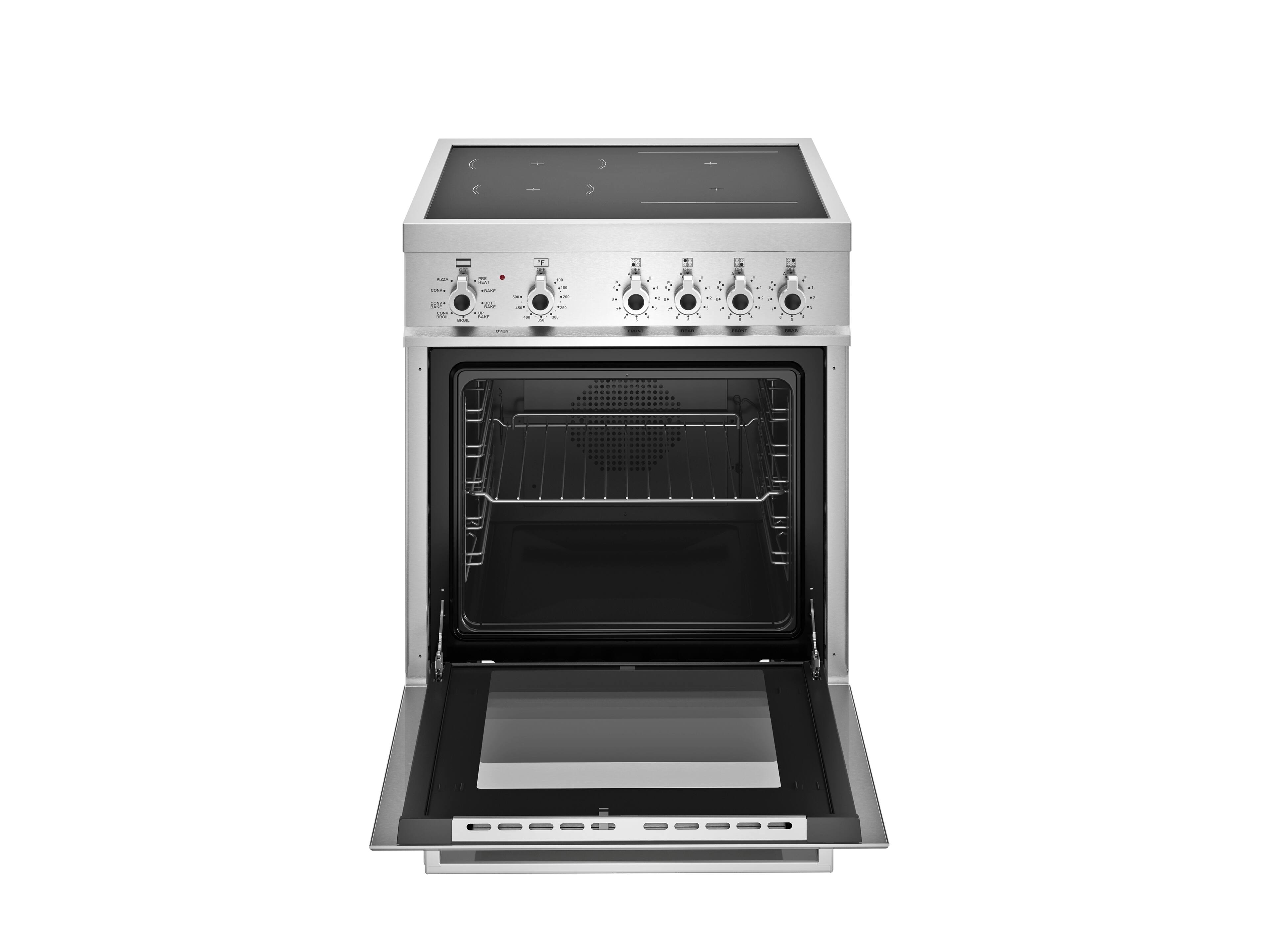 Angle. Bertazzoni - 24" Bertazzoni Professional Series Freestanding Electric Induction Range - 2.5 Cu Ft. manual clean oven - 4 heat zones - Stainless Steel.