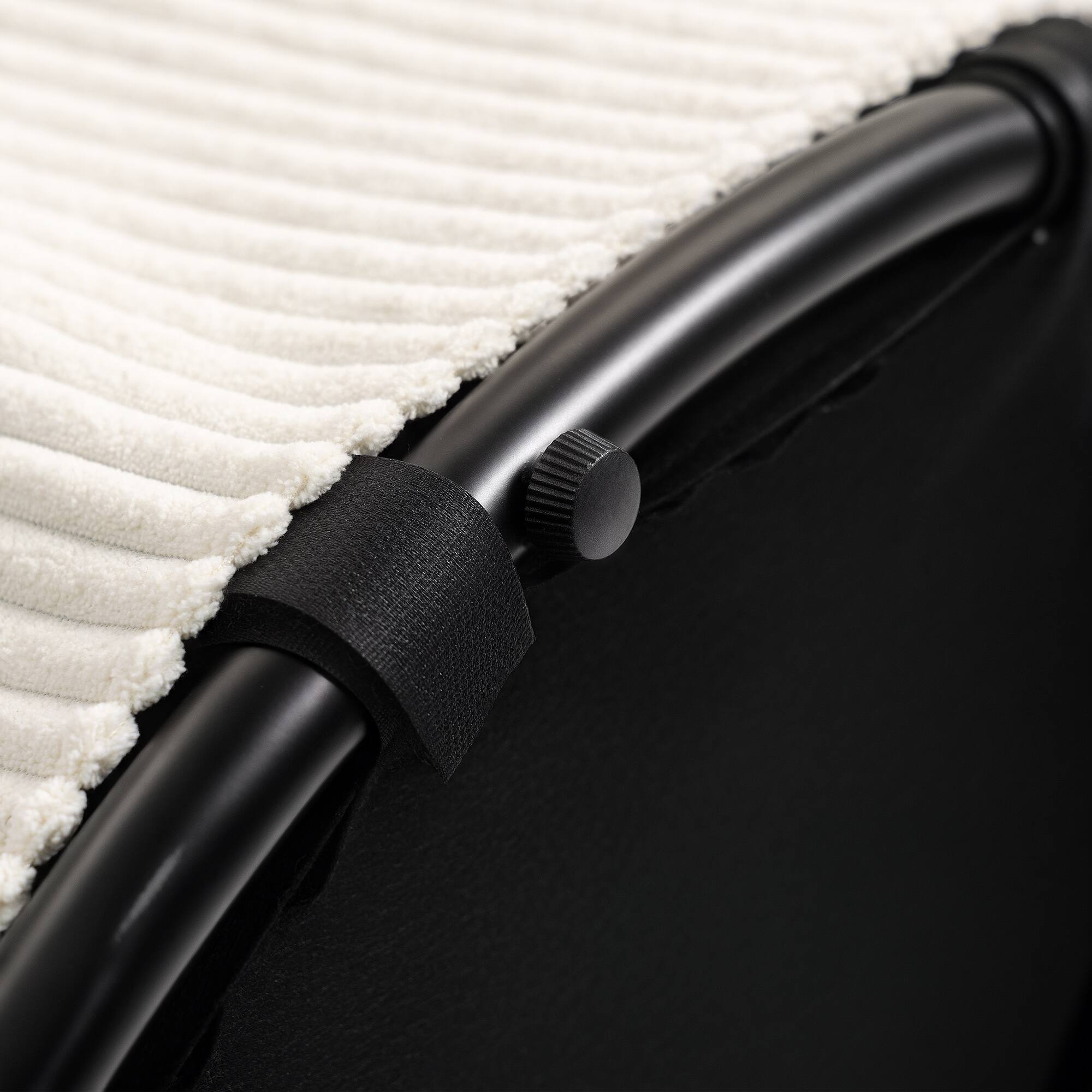 Alt View 9. Homcom - Storage Ottoman with Lid, 24 In Round Pouf Ottoman with Storage, Upholstered Corduroy Foot Rest Stool for Living Room - Beige.