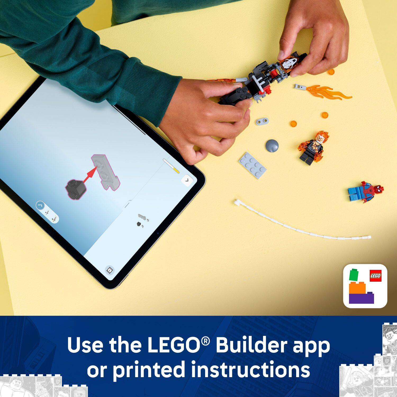 Use the LEGO® Builder app or printed instructions
