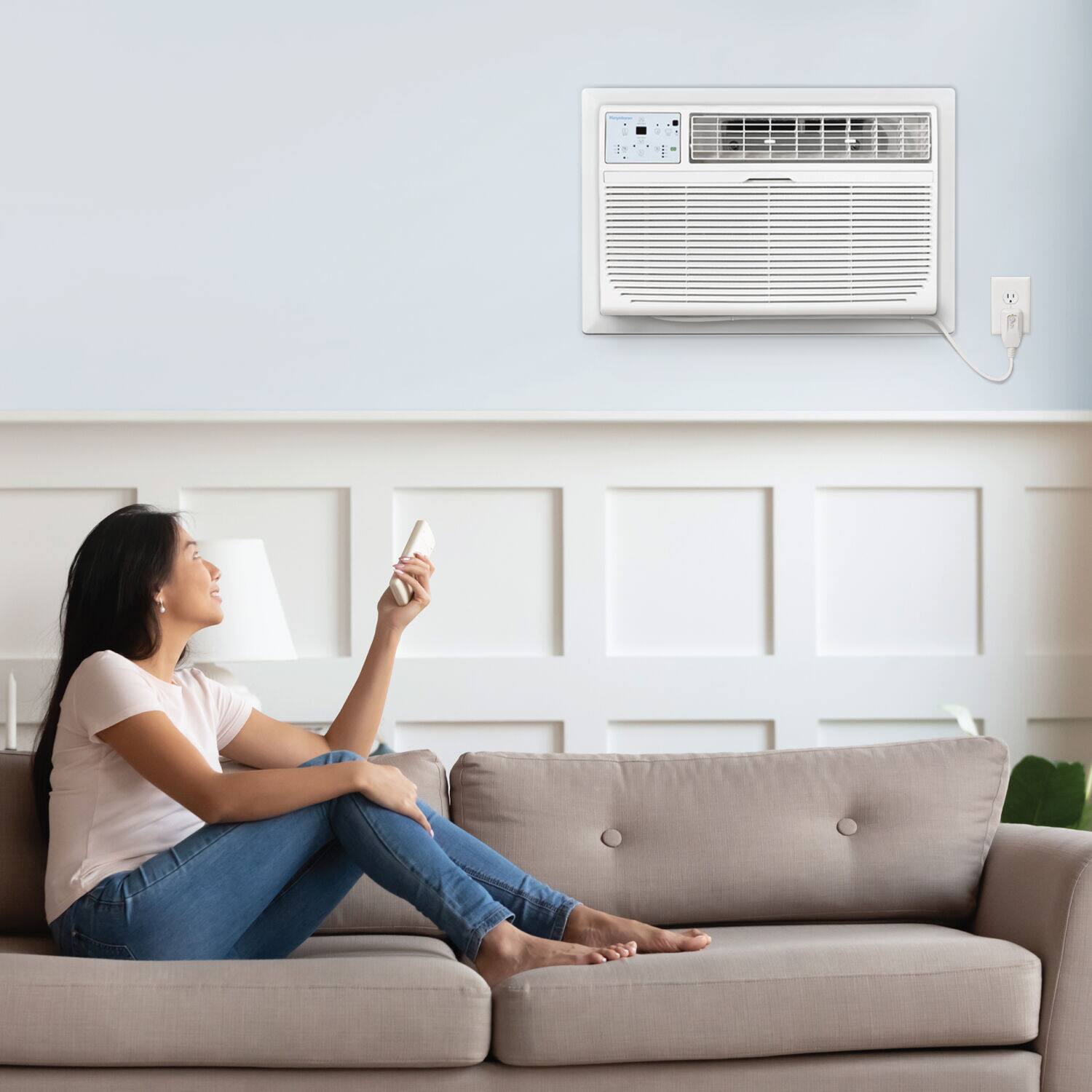 Alt View 11. Keystone - 8,000 BTU 115V Through-the-Wall Air Conditioner with Follow Me LCD Remote Control - White.