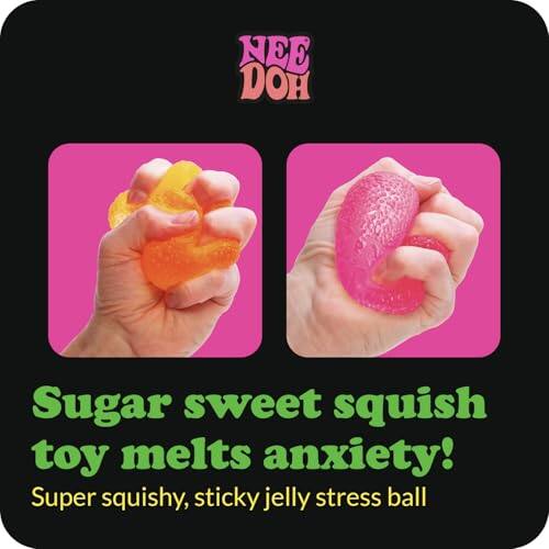 NEE DOH  
Sugar sweet squish toy melts anxiety!  
Super squishy, sticky jelly stress ball
