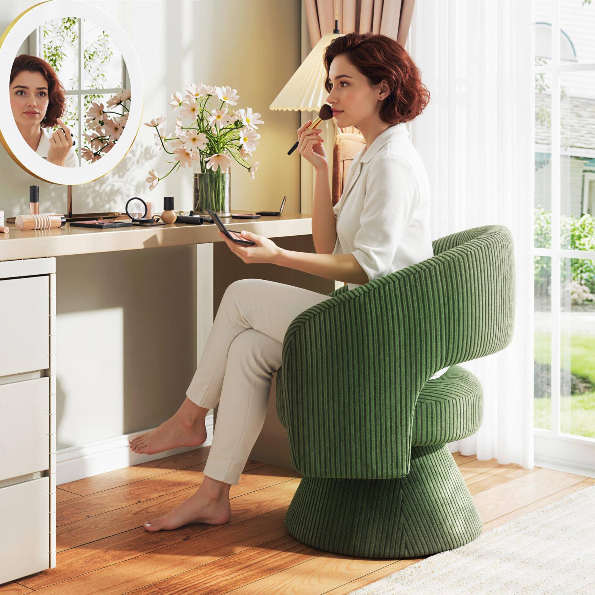 Alt View 8. Homcom - Barrel Accent Chair - Green.