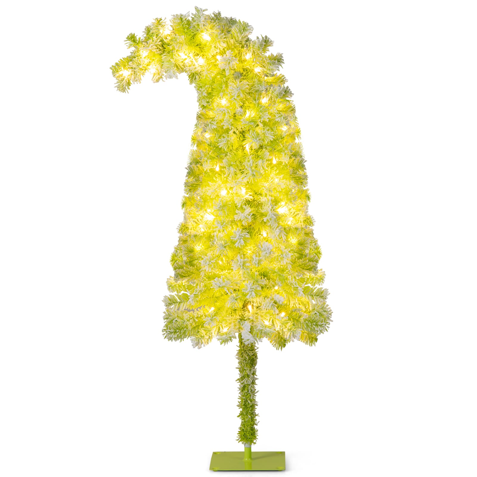 Costway - 5 FT Bendable Christmas Tree with 216 Branch Tips, 80 Warm White LED Lights - Green