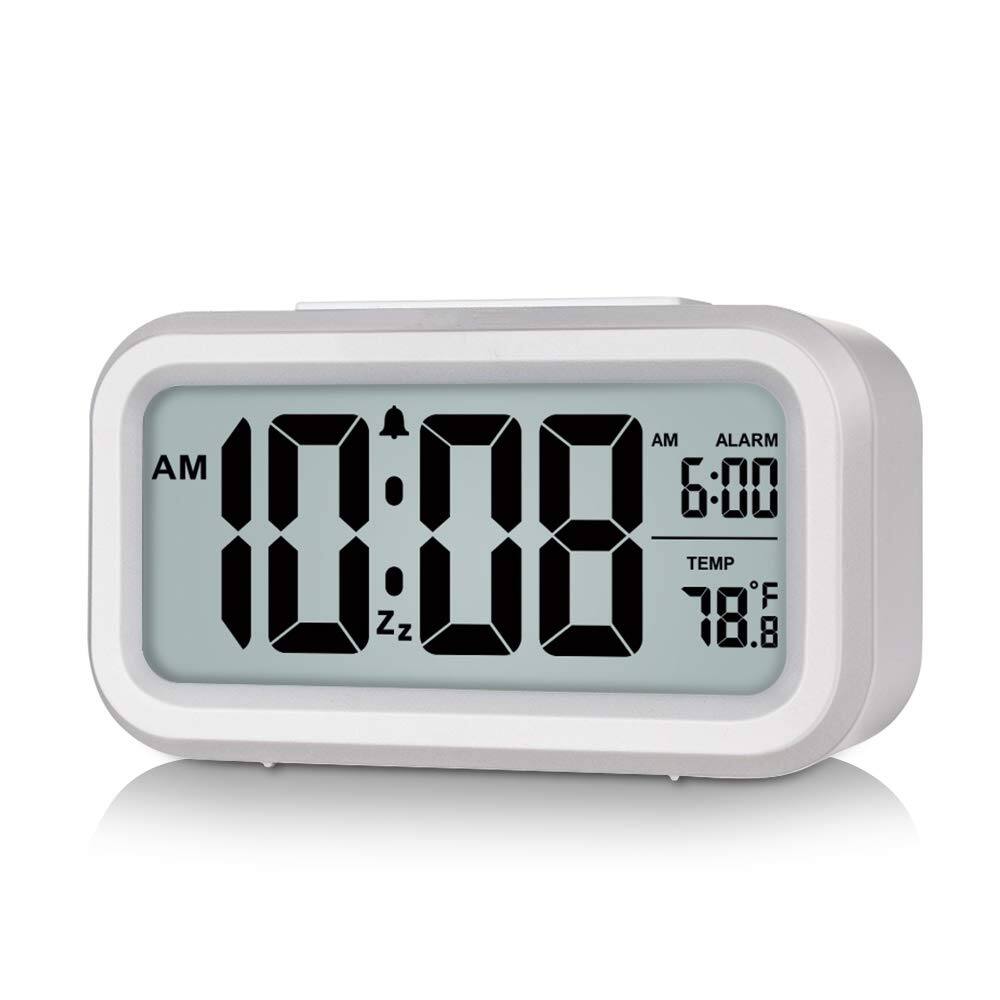 Dazzed Corner - Battery Operated Night Light Digital Alarm Clock - White