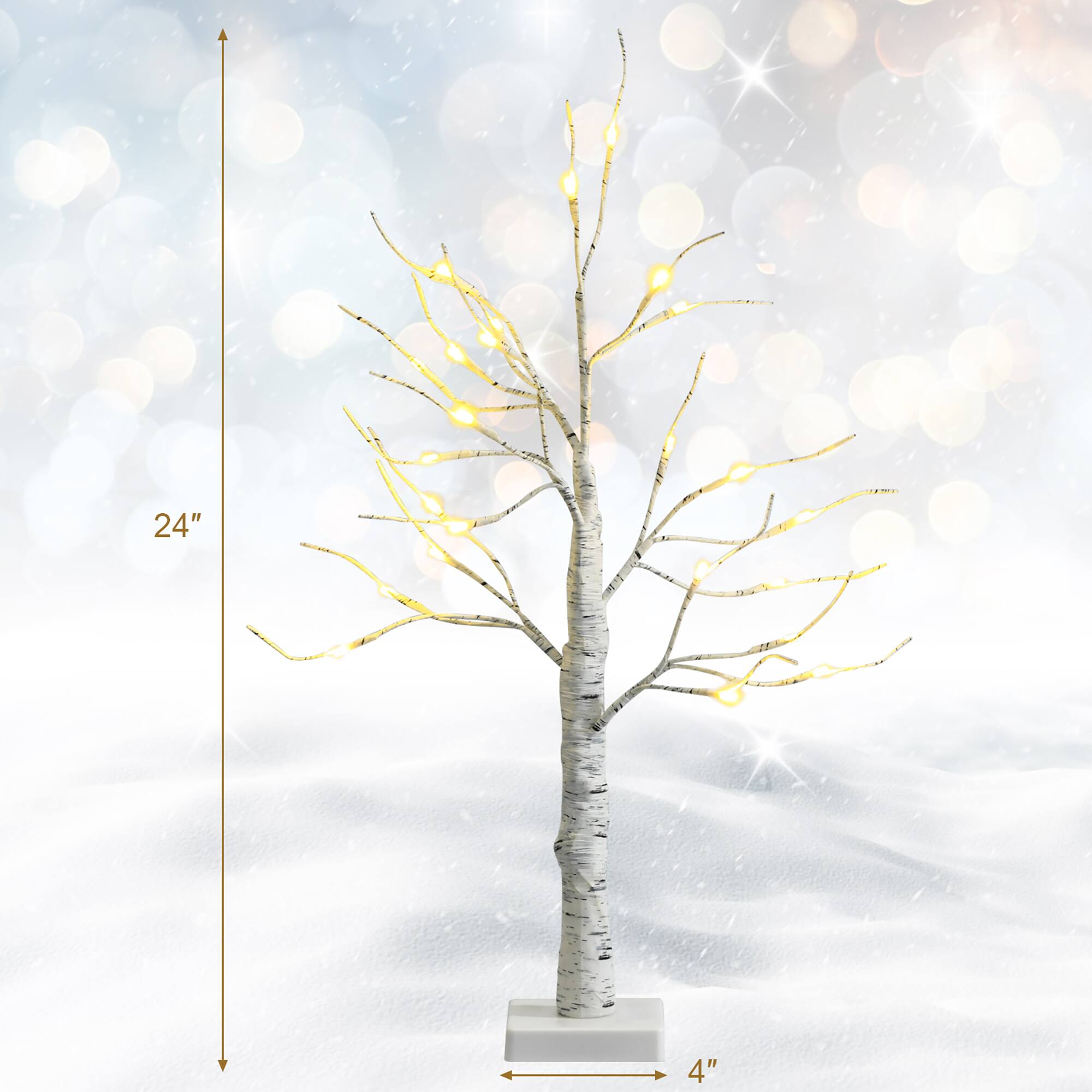Alt View 5. Costway - 2ft Pre-lit Twig Birch Tree Battery Powered for Christmas Holiday - White.