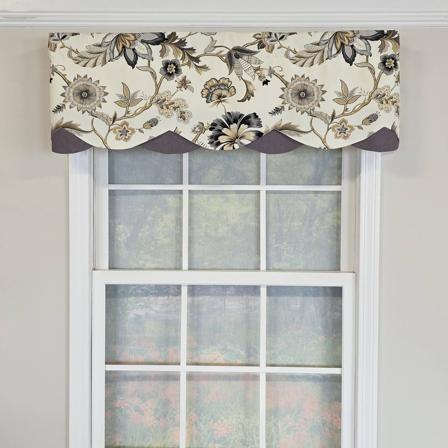 Angle. RLF Home - RLF Home 100% Cotton Zanzibar Petticoat With Poly/Cotton lining Rod Pocket Valance 50" x 17" Gray - Gray.