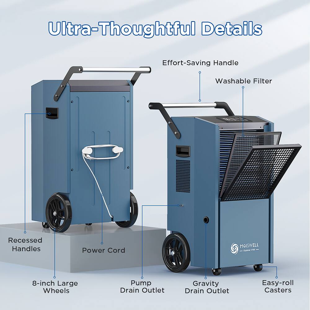 Ultra-Thoughtful Details

Effort-Saving Handle  
Washable Filter  
Recessed Handles  
Power Cord  
8-inch Large Wheels  
Pump Drain Outlet  
Gravity Drain Outlet  
Easy-roll Casters