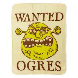 Silver Buffalo - Shrek "Wanted Ogres" 45 x 60 Inch Fleece Throw Blanket - Green