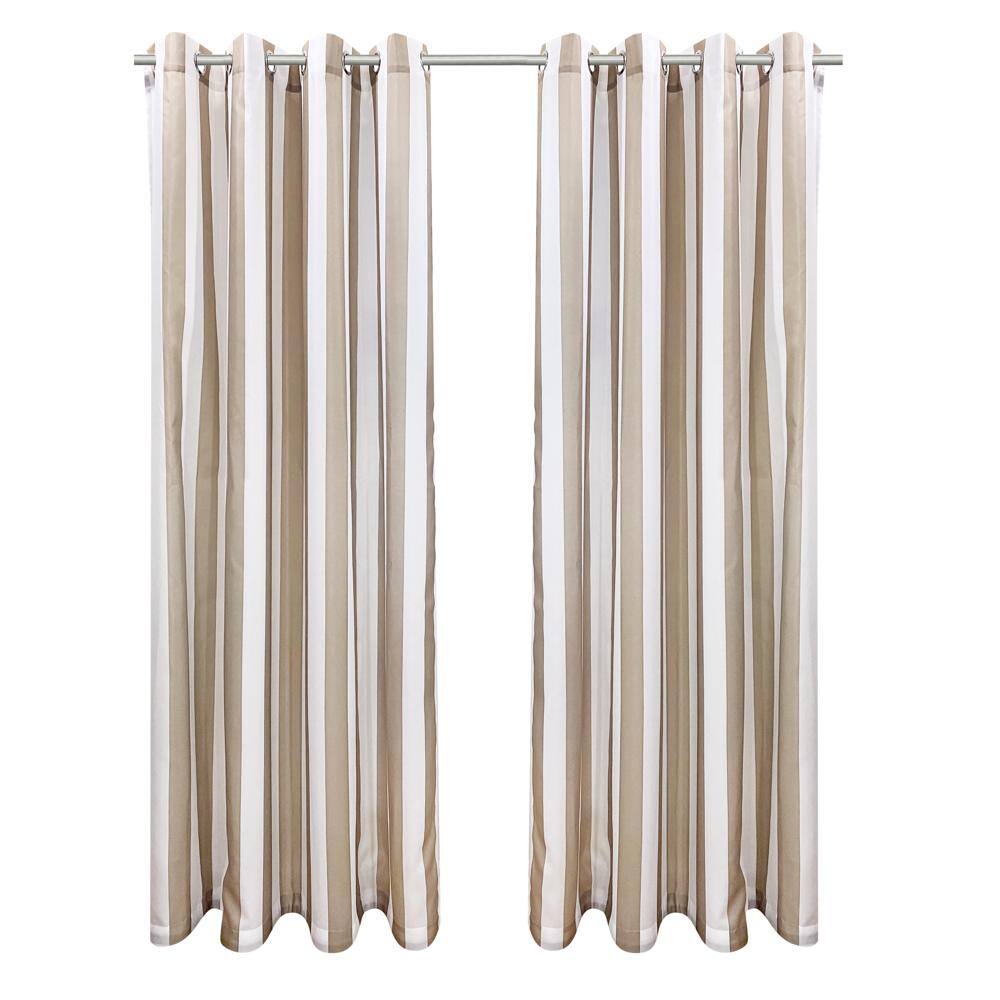 Angle. Commonwealth Home Fashions - Commonwealth Seascapes Stripes Light Filtering Satiny Look Grommet Outdoor Panel Pair Each 50" x 84" Linen - Linen.