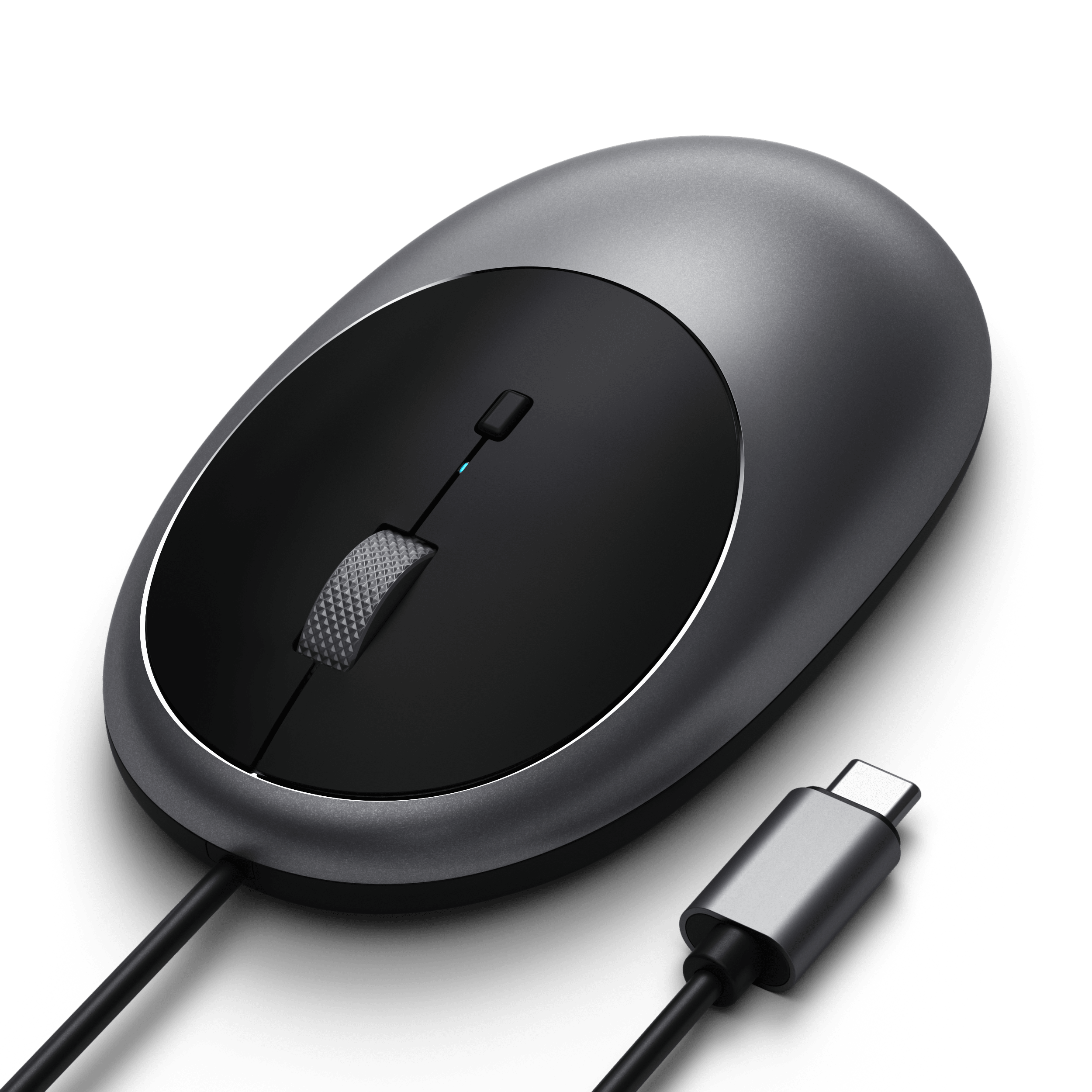 Left. Satechi - Aluminum C1 Wired USB-C Optical Mouse for MacBook Air/Pro M5/M4, iPad Air/Pro, Mac mini, iMac - Space Gray.