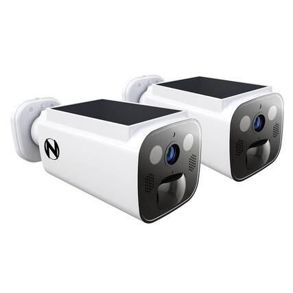 Front. Night Owl - Solar Powered Wire Free 2K Security Camera with Spotlight and 2-Way Audio (2-Pack) - White.