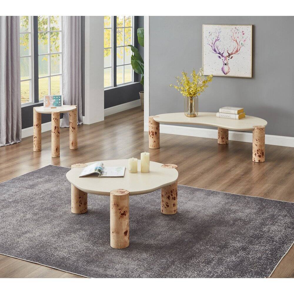 Alt View 3. Meridian Furniture - Thor Natural Burl Wood Coffee Table - Brown.
