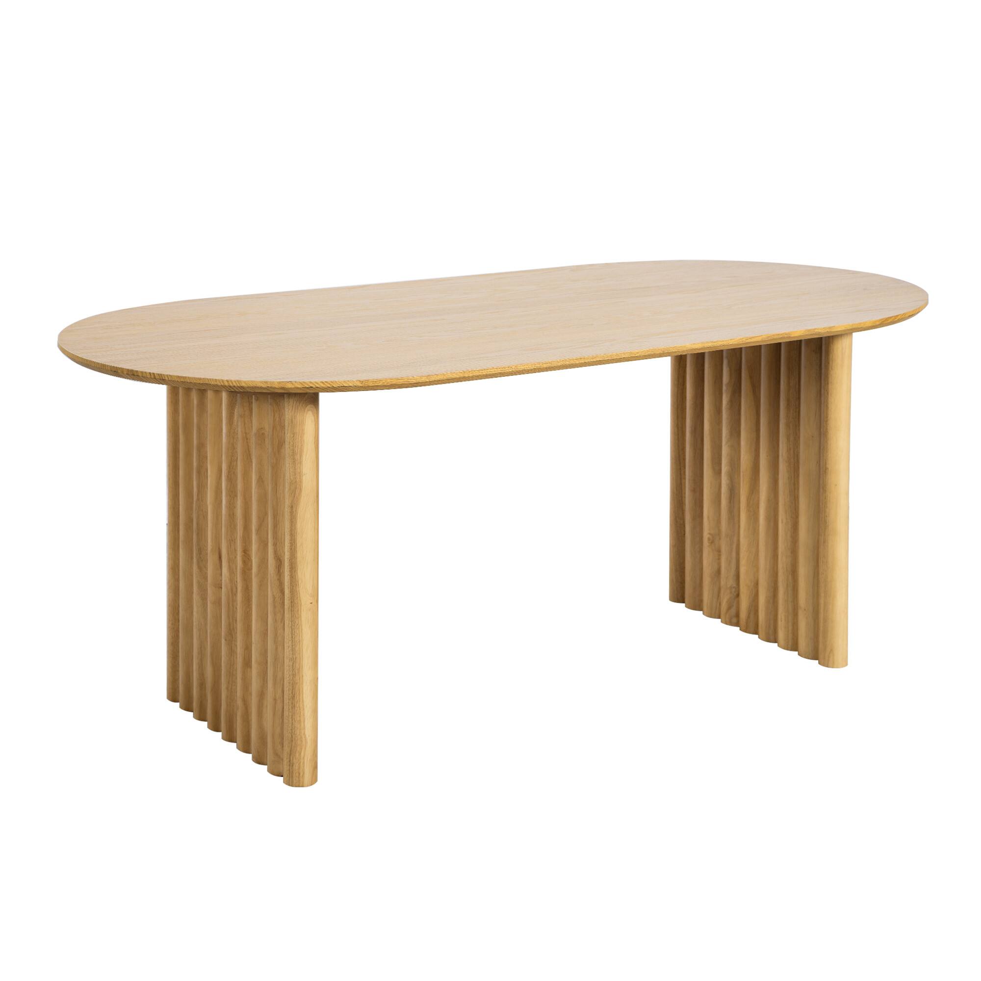 Alt View 4. Lirago - 79" Solid Wood Oval Dining Table with Double Pedestal Large Kitchen Table Seats 6-8 or More for Dining Room - Natural.