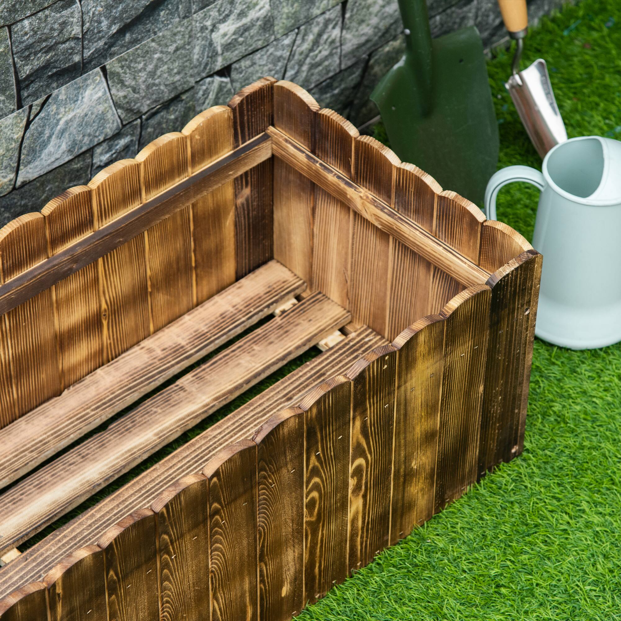 Alt View 7. Outsunny - 40" x 16" x 12" Raised Garden Bed, Raised Planter Box, Wooden Planter Raised Bed - Brown.