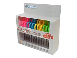 Westcott - 5" Stainless Steel Kid's Scissors, Pointed Tip Colors, 12/Pack - Assorted