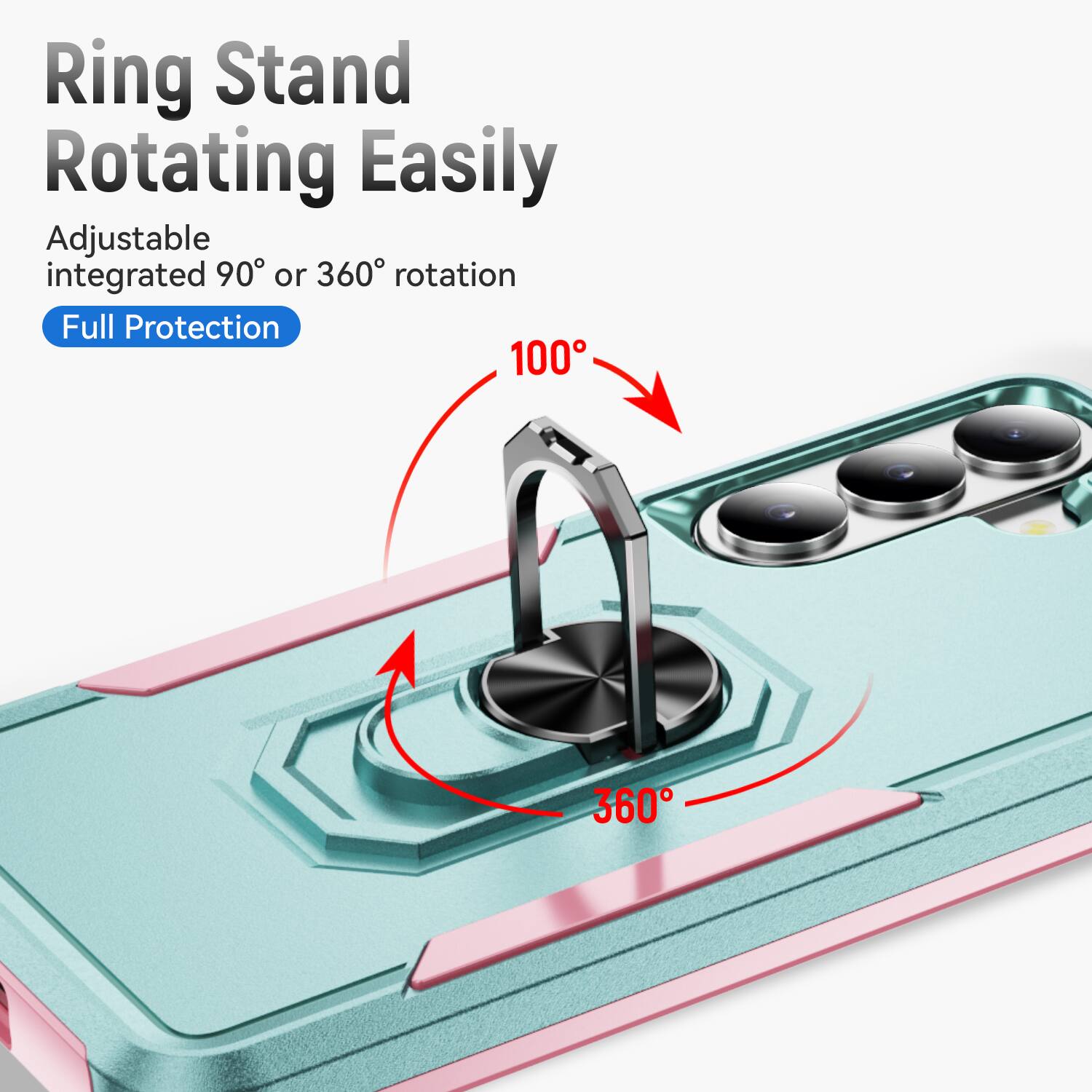 Ring Stand Rotating Easily Adjustable integrated 90° or 360° rotation Full Protection