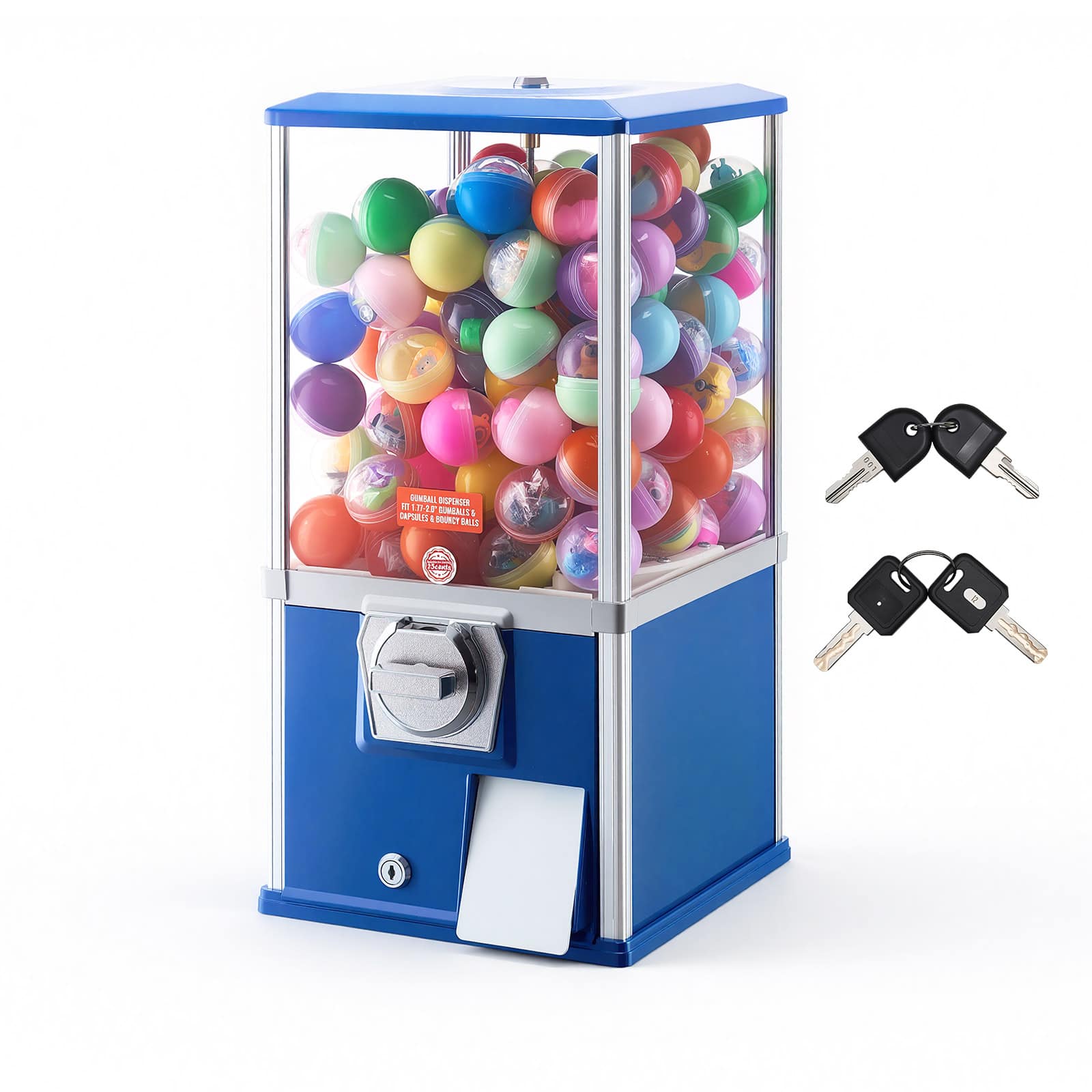 VEVOR - Gumball Machine, 21 inch Height Candy Vending Machine Dispenser, 25-Cent Vending Machines for Shopping Malls - Blue