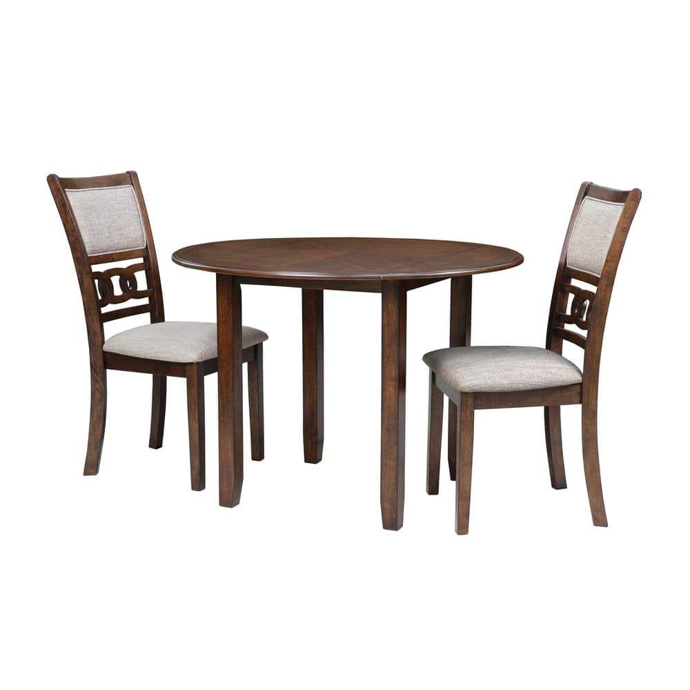FurniFact - Wood Round Dining Table for 2 – Small Table and Chairs Set for Kitchen - Cherry