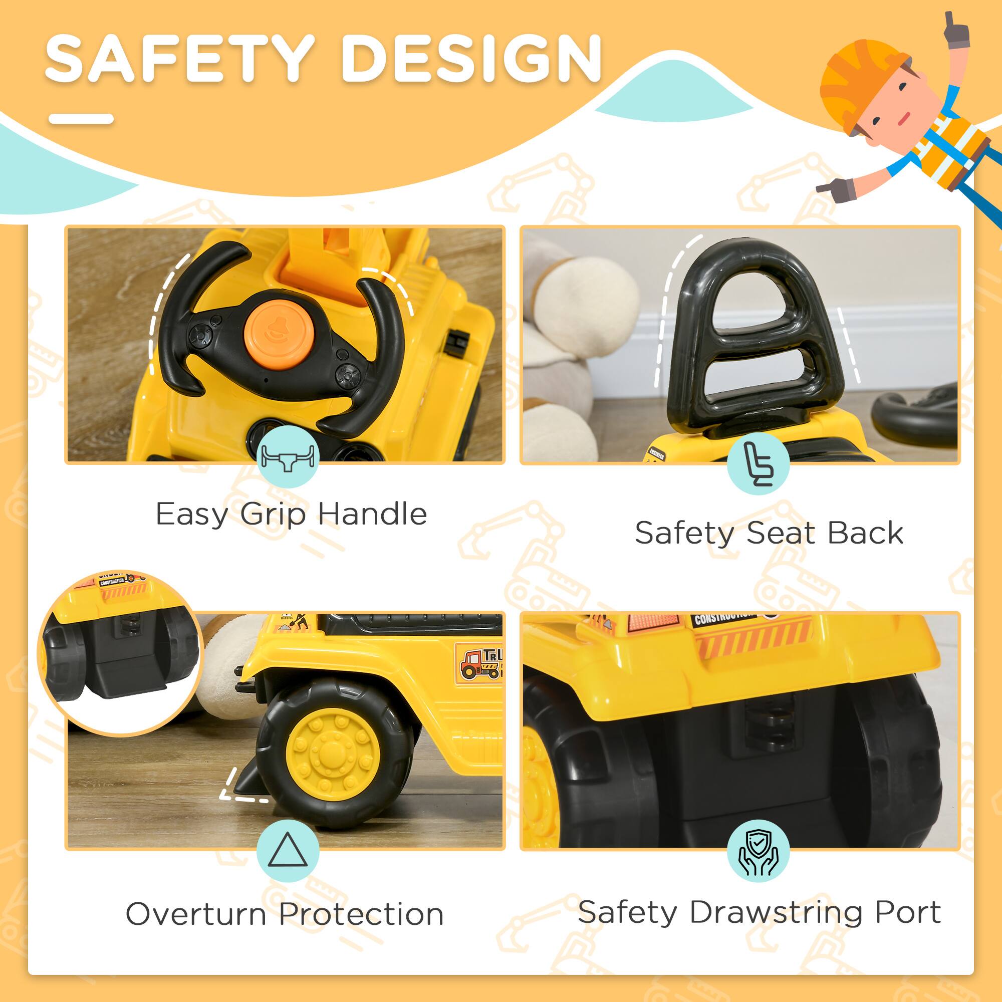 SAFETY DESIGN

- Easy Grip Handle
- Safety Seat Back
- Overturn Protection
- Safety Drawstring Port