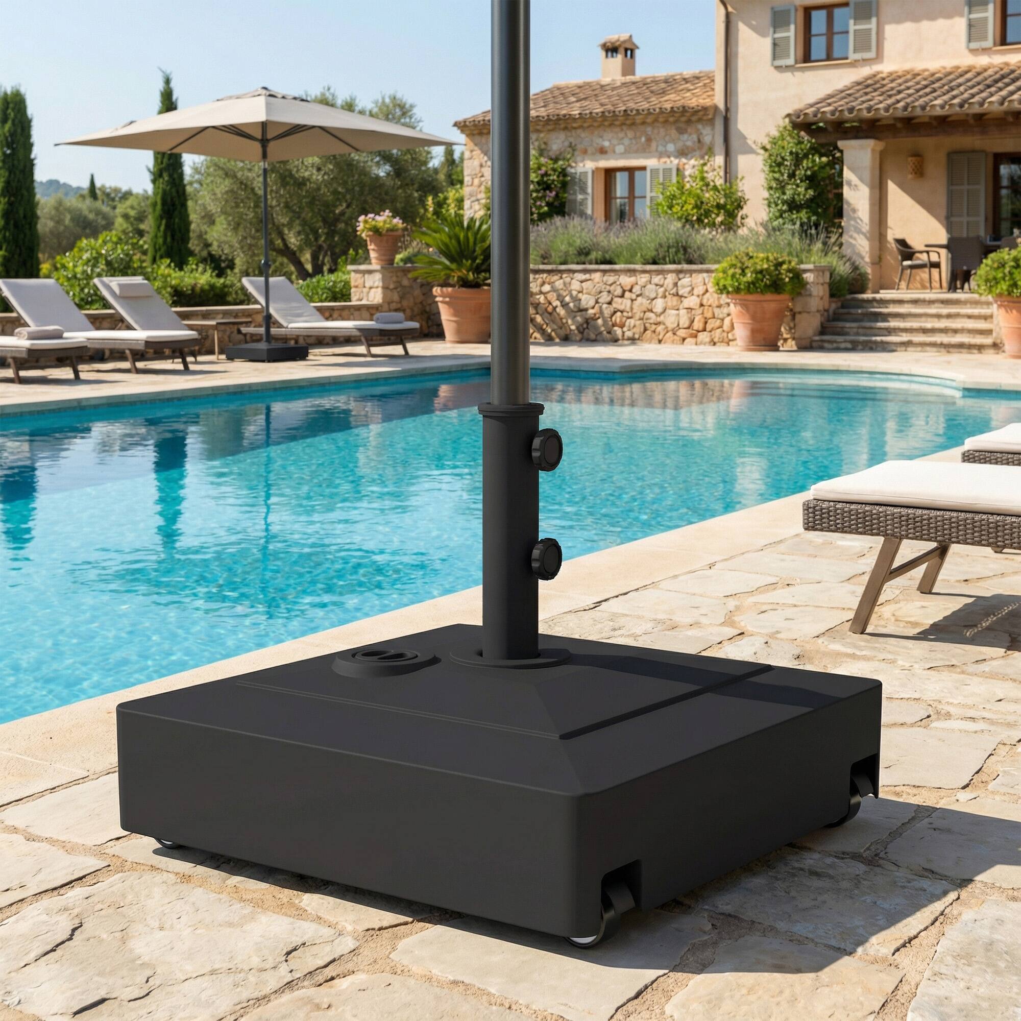 Alt View 7. Outsunny - Umbrella Base with Wheels - Black.