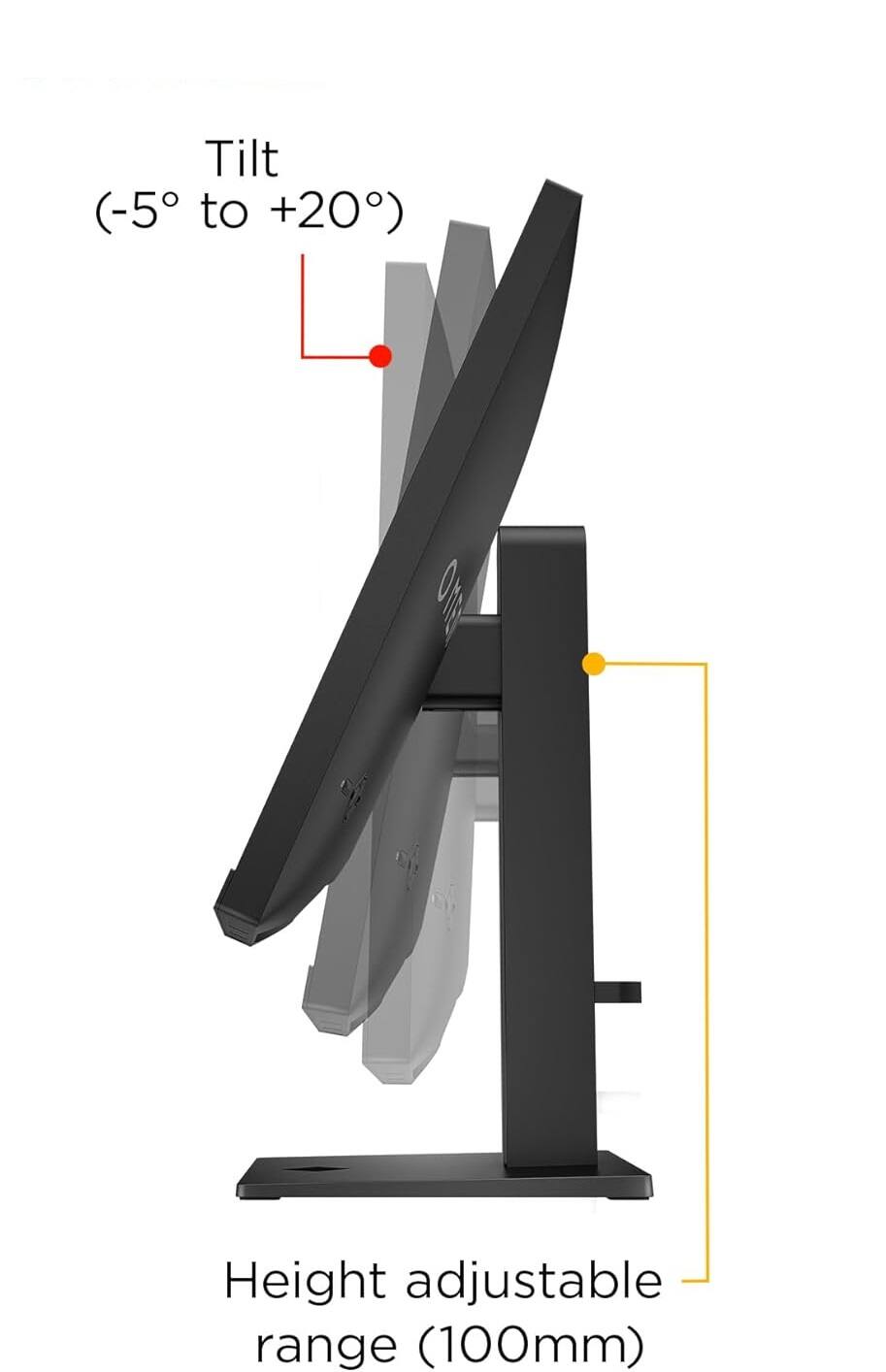 Tilt (-5° to +20°)  
Height adjustable range (100mm)