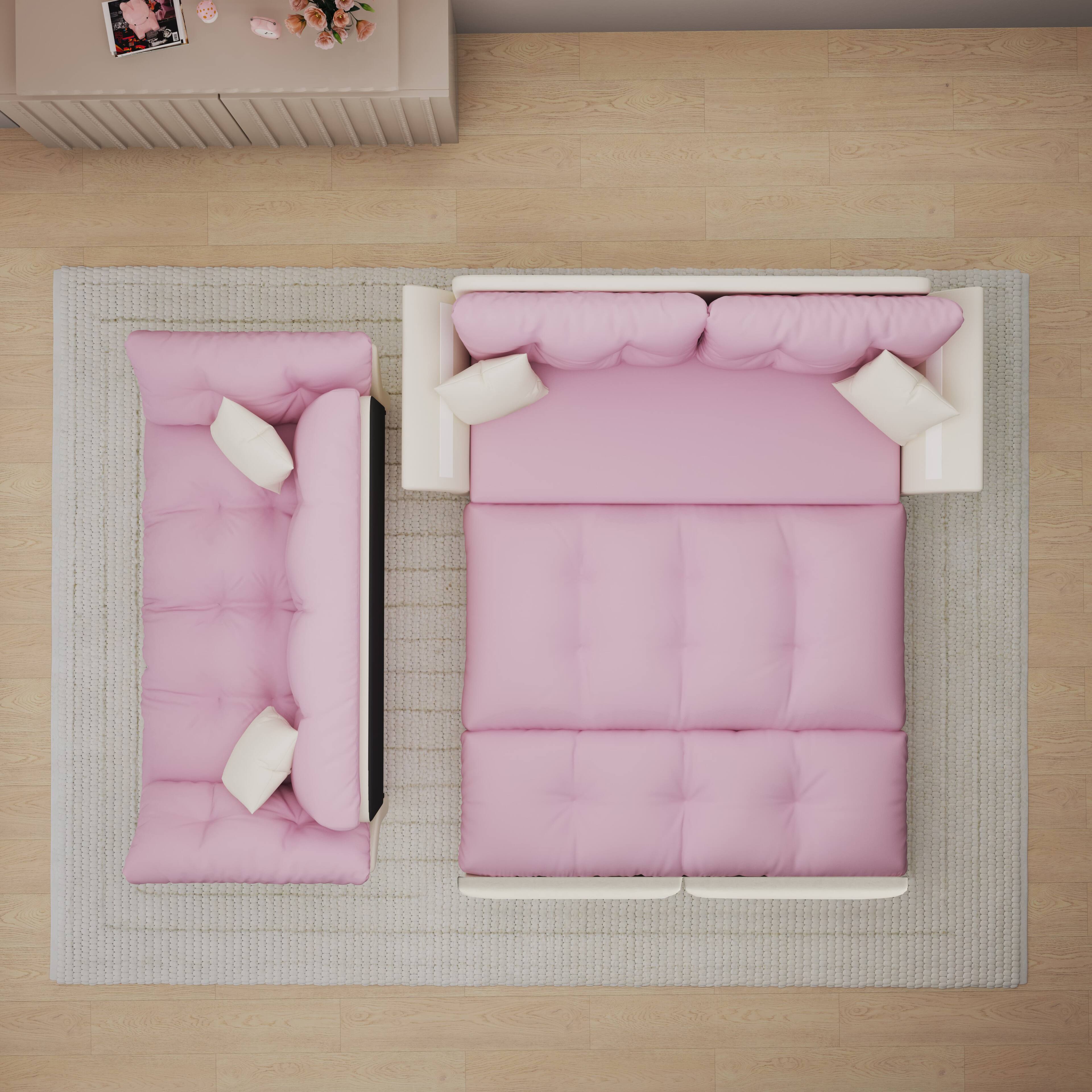 Alt View 1. Anysun - Queen 3-in-1 Pull Out Sofa Bed - Tufted Velvet Design, Includes 2 Pillows, Multi-Functional Loveseat. - Pink.