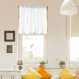 Unique Bargains - Curtain Valance, 27.5x51 in, Half Sheer Rod Pocket Valance for Kitchen Cafe Living Room Bedroom Bathroom, 1 Panel - Pure White