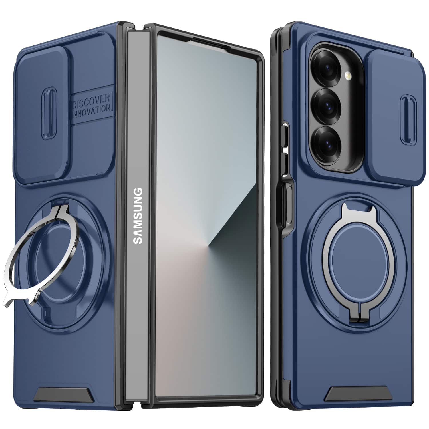 Dteck - for Samsung Galaxy Z Fold8 Ultra Case with Camera Slide Cover, Shockproof Rugged Cover with Magnetic Ring Stand - Blue price history on PriceWatchPro