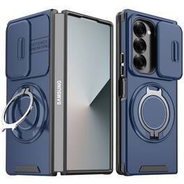 Dteck - for Samsung Galaxy Z Fold8 Ultra Case with Camera Slide Cover, Shockproof Rugged Cover with Magnetic Ring Stand - Blue