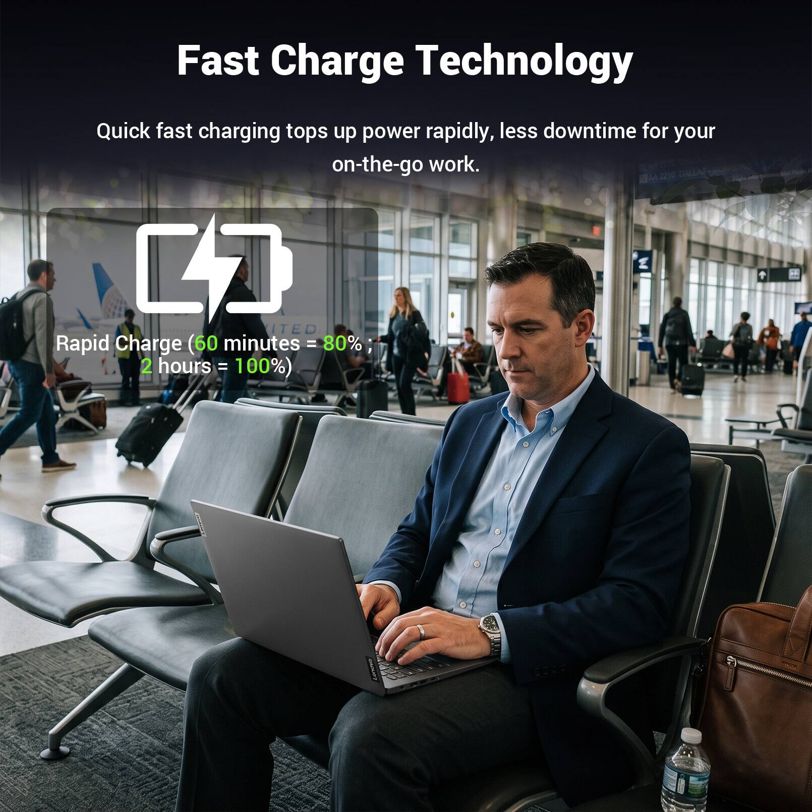 Fast Charge Technology

Quick fast charging tops up power rapidly, less downtime for your on-the-go work.

Rapid Charge (60 minutes = 80% ; 2 hours = 100%)