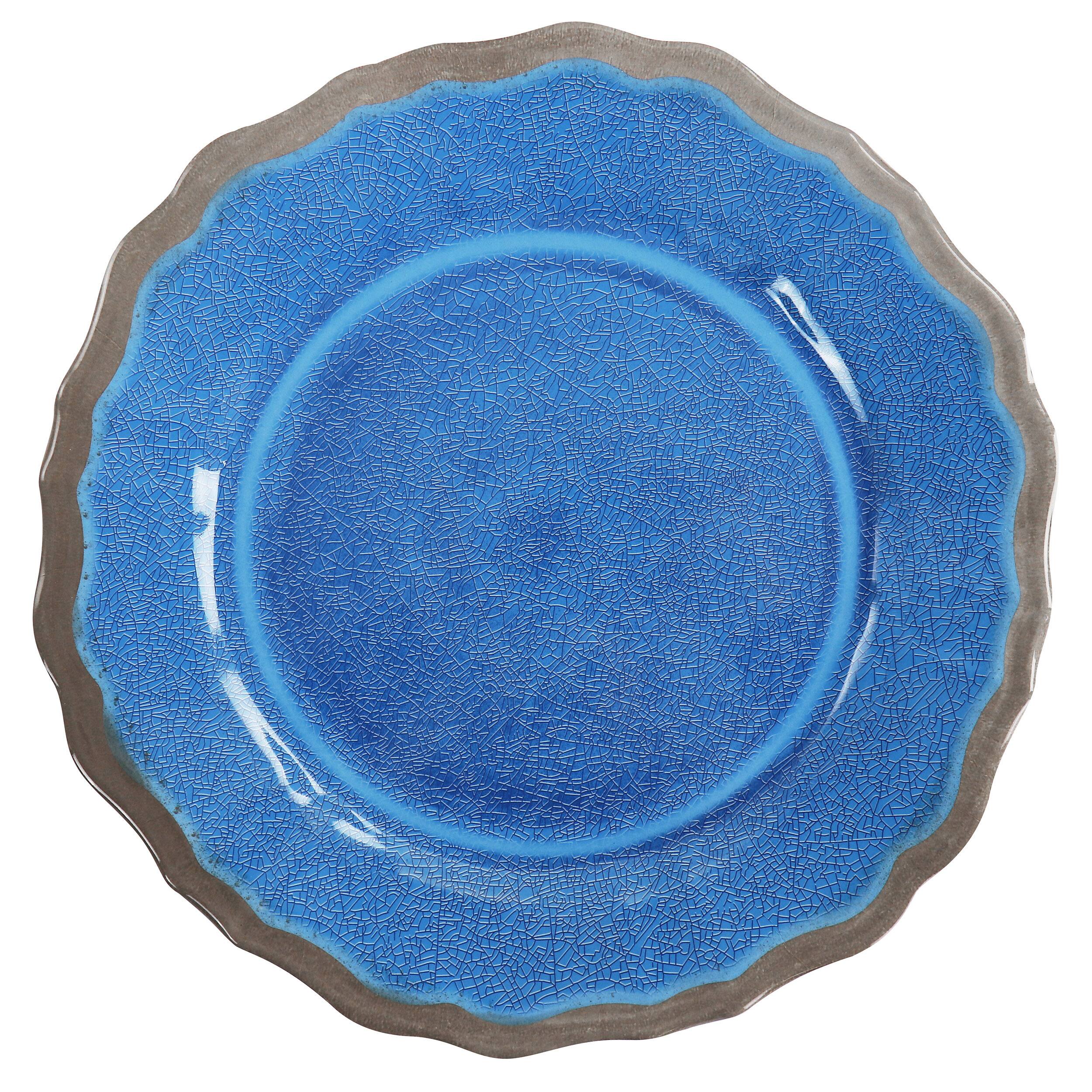 Left. Elama - Elama Roma 12 Piece Melamine Dinnerware Set in Blue - Blue.