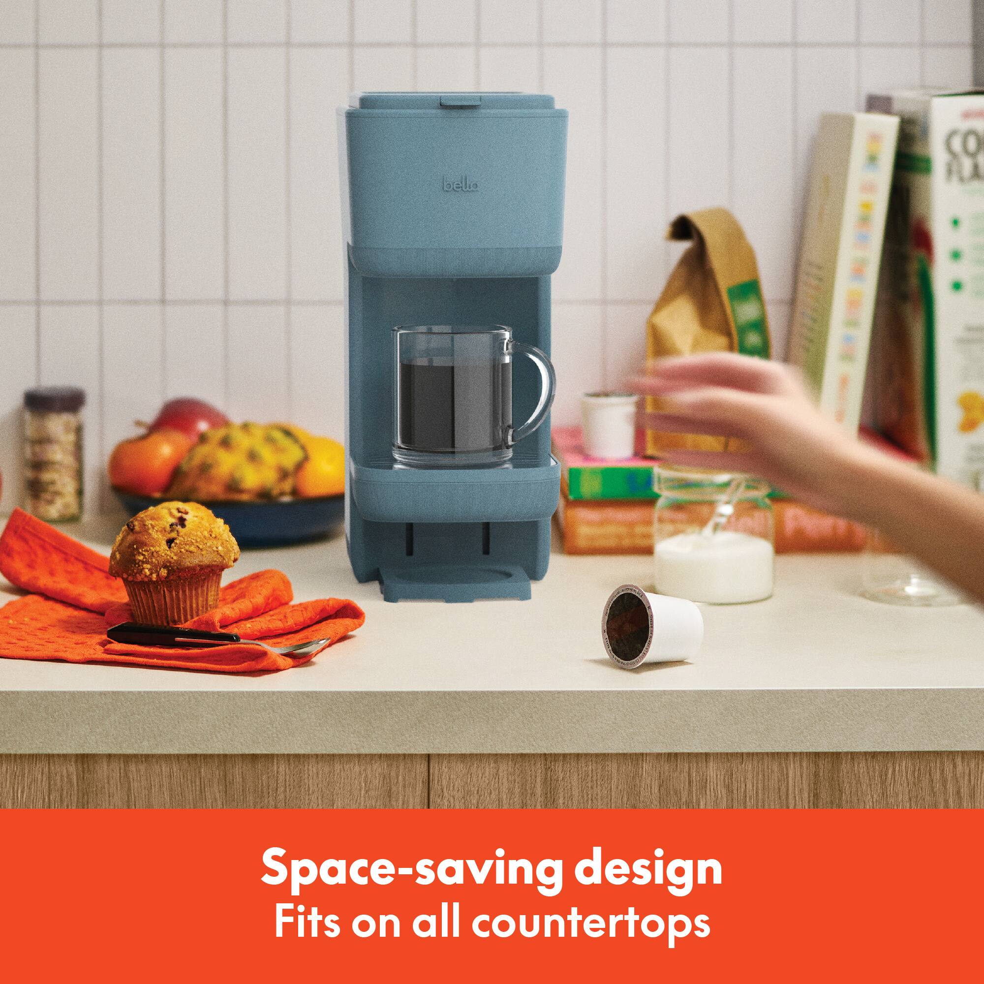 Space-saving design  
Fits on all countertops