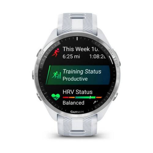 LIGHT UP This Week 10. 6:25 mi 1:08:2 START STOP Training Status Productive HRV Status Balanced BACK GARMIN