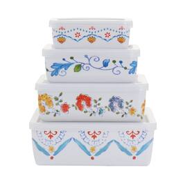 Gibson - Home 8 Piece Anaya Rectangular Nesting Food Storage Set - White