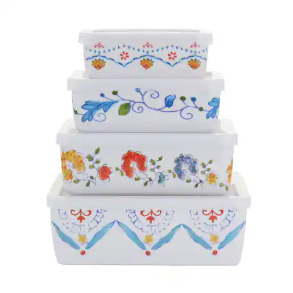 Front. Gibson - Gibson Home 8 Piece Anaya Rectangular Nesting Food Storage Set - White.
