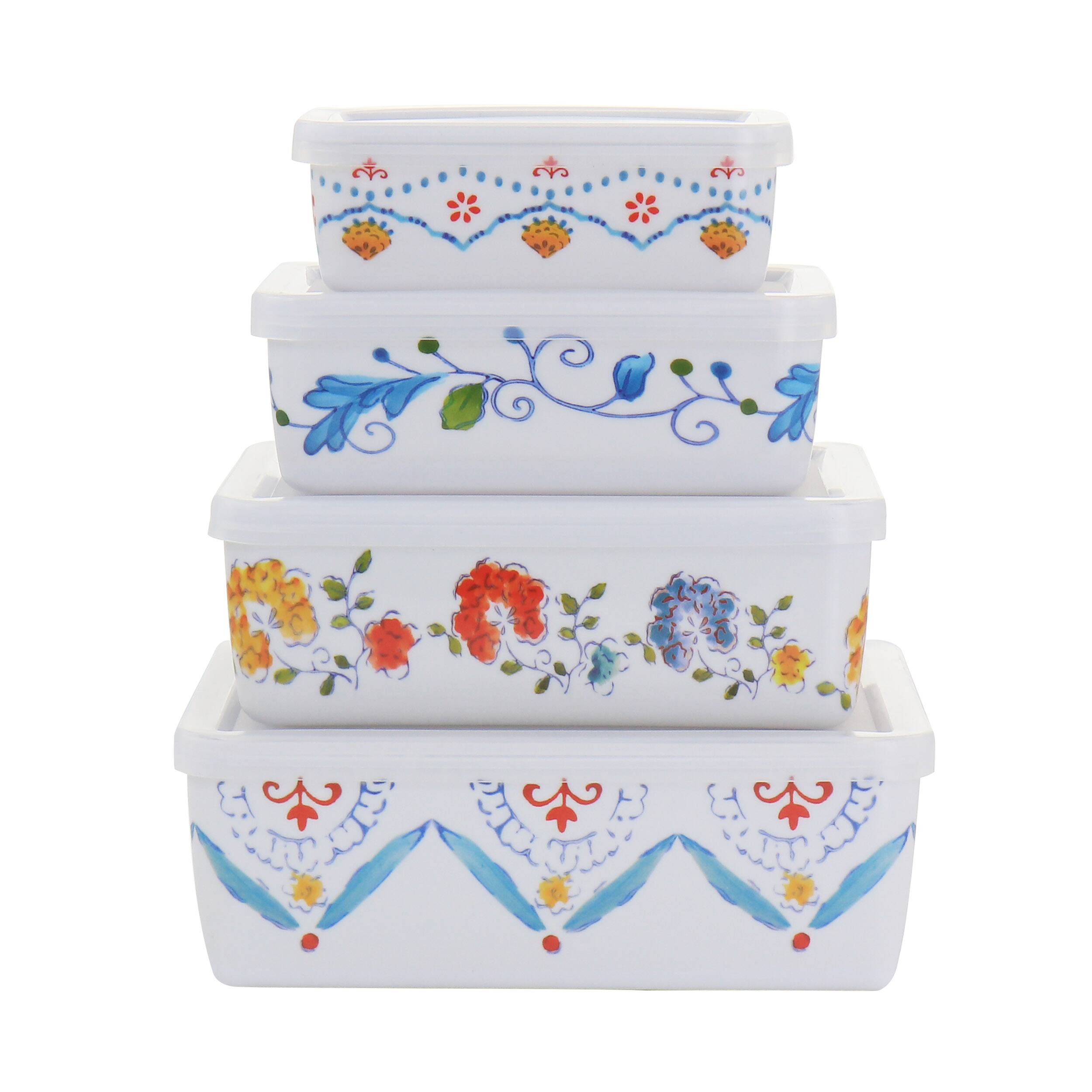 Front. Gibson - Gibson Home 8 Piece Anaya Rectangular Nesting Food Storage Set - White.