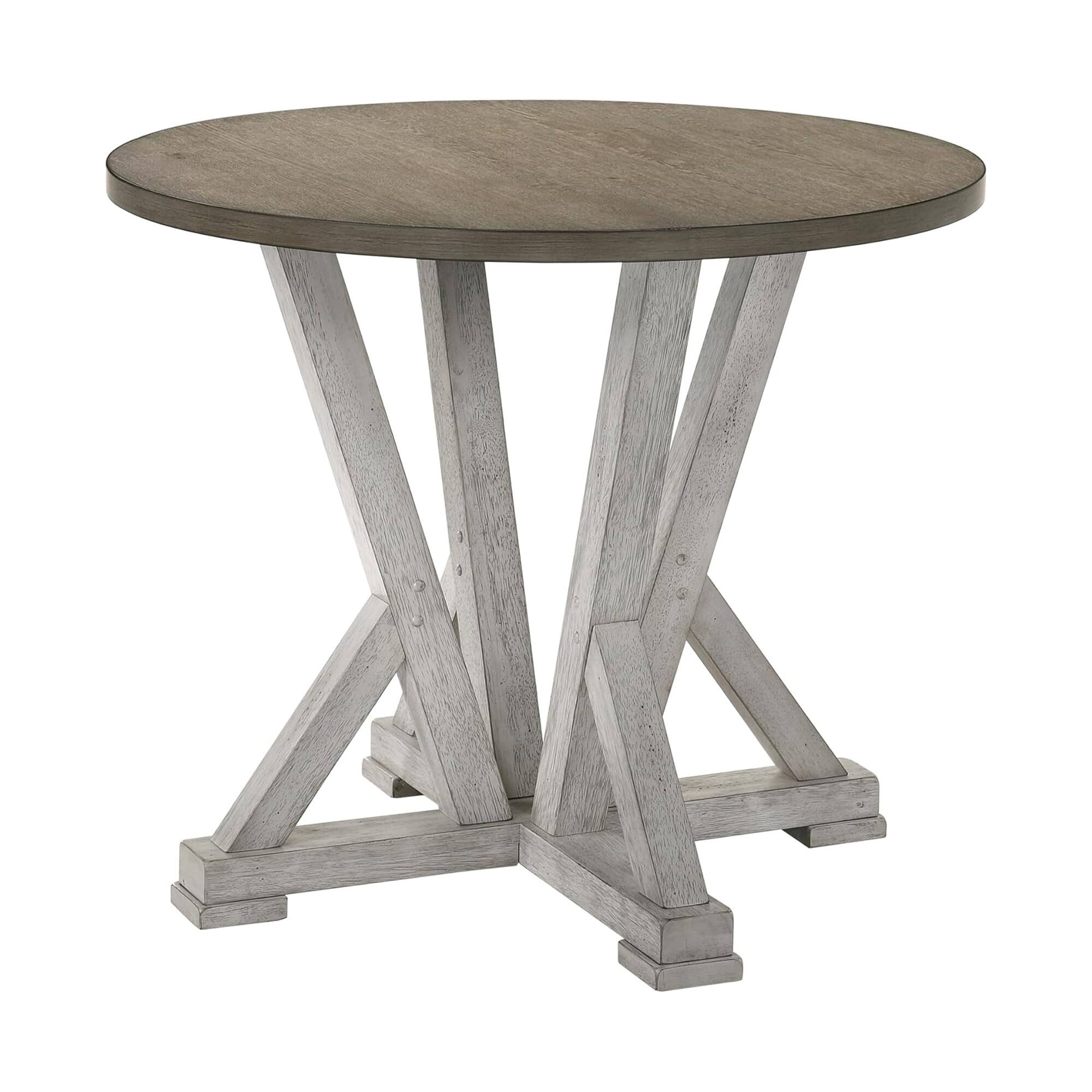 Alt View 2. Manhattan Lane - Koe 5pc Counter Height Round Table, Chair Set, White Brown Solid Wood - White, Ash Brown.