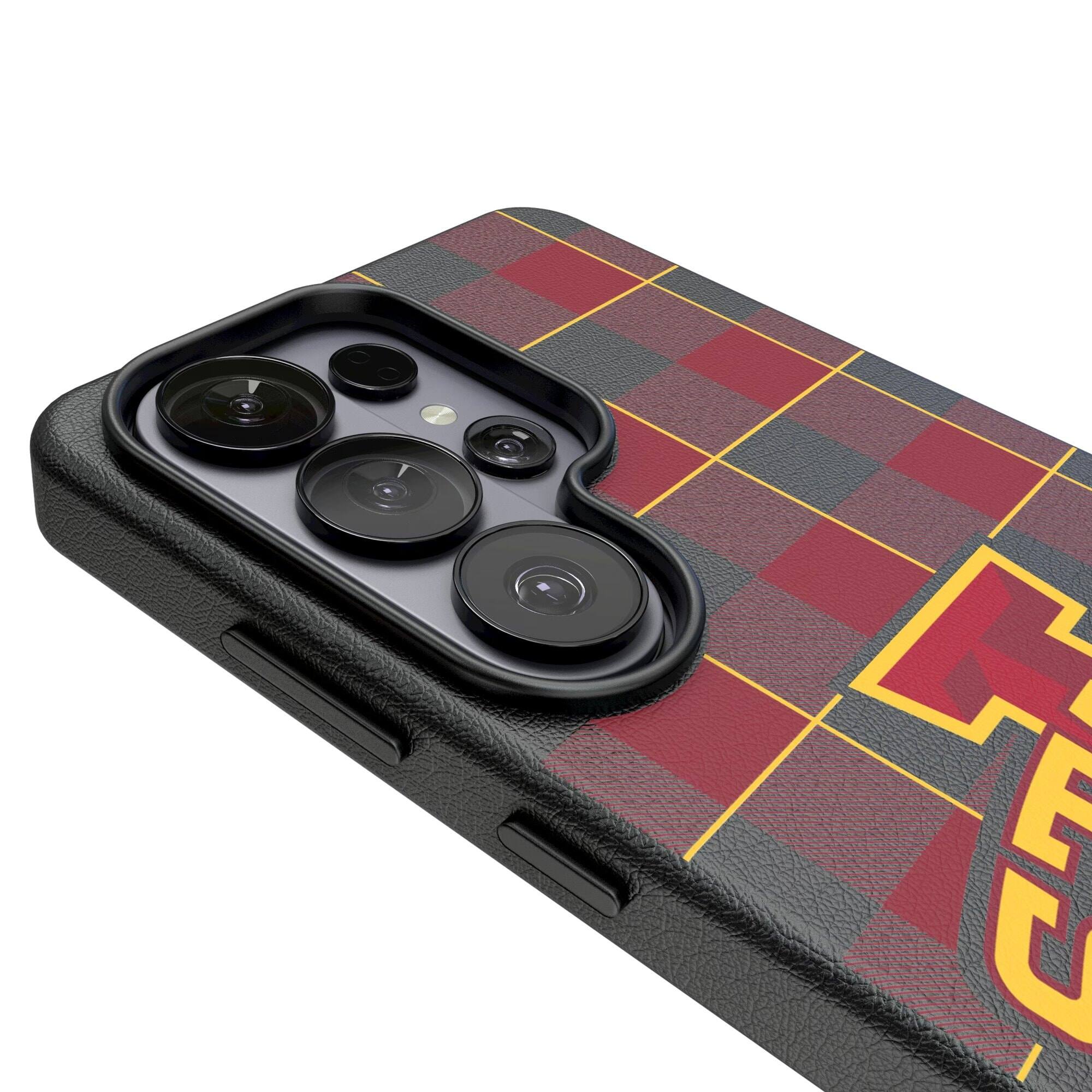 Alt View 2. Keyscaper - Iowa State Cyclones Plaid Galaxy Magnetic Bump Case - S24 - Black.