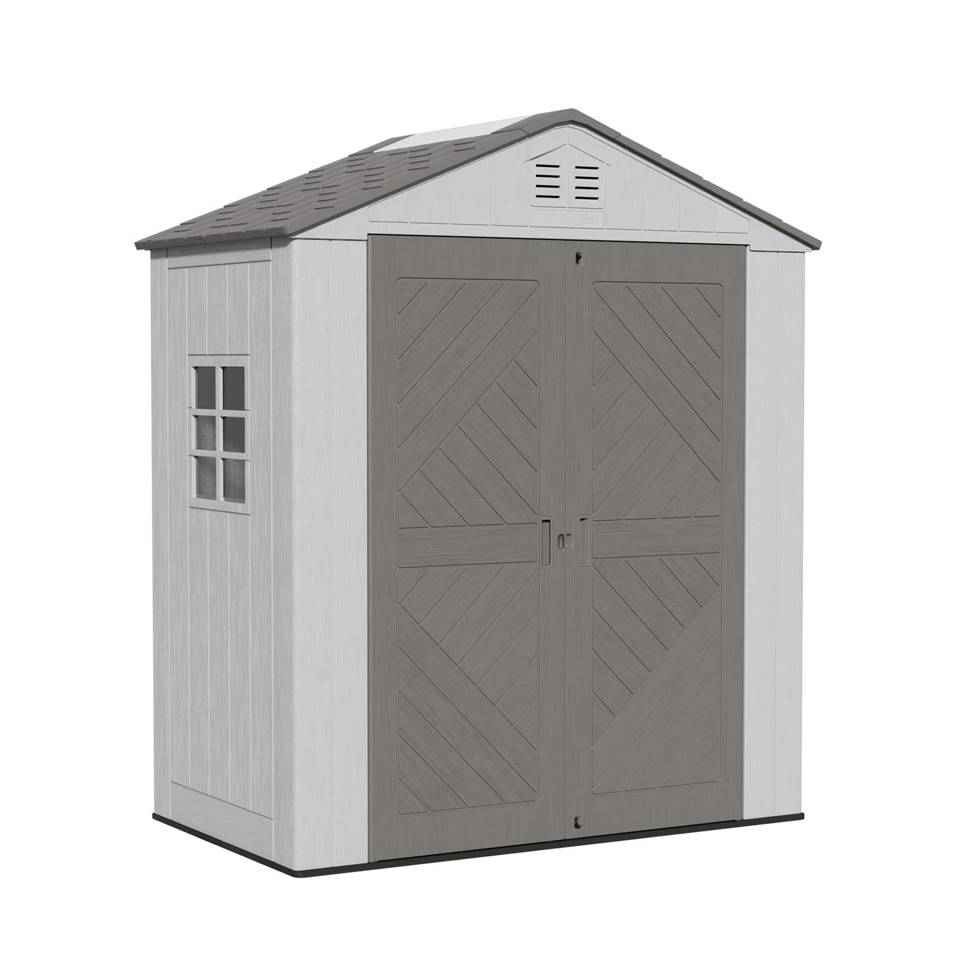 Front. Yardgrace - 20 sq 6x4 ft. Outdoor Resin Storage Shed, Weatherproof Durable Tool Shed, Lockable with Floor and Window - Grey.