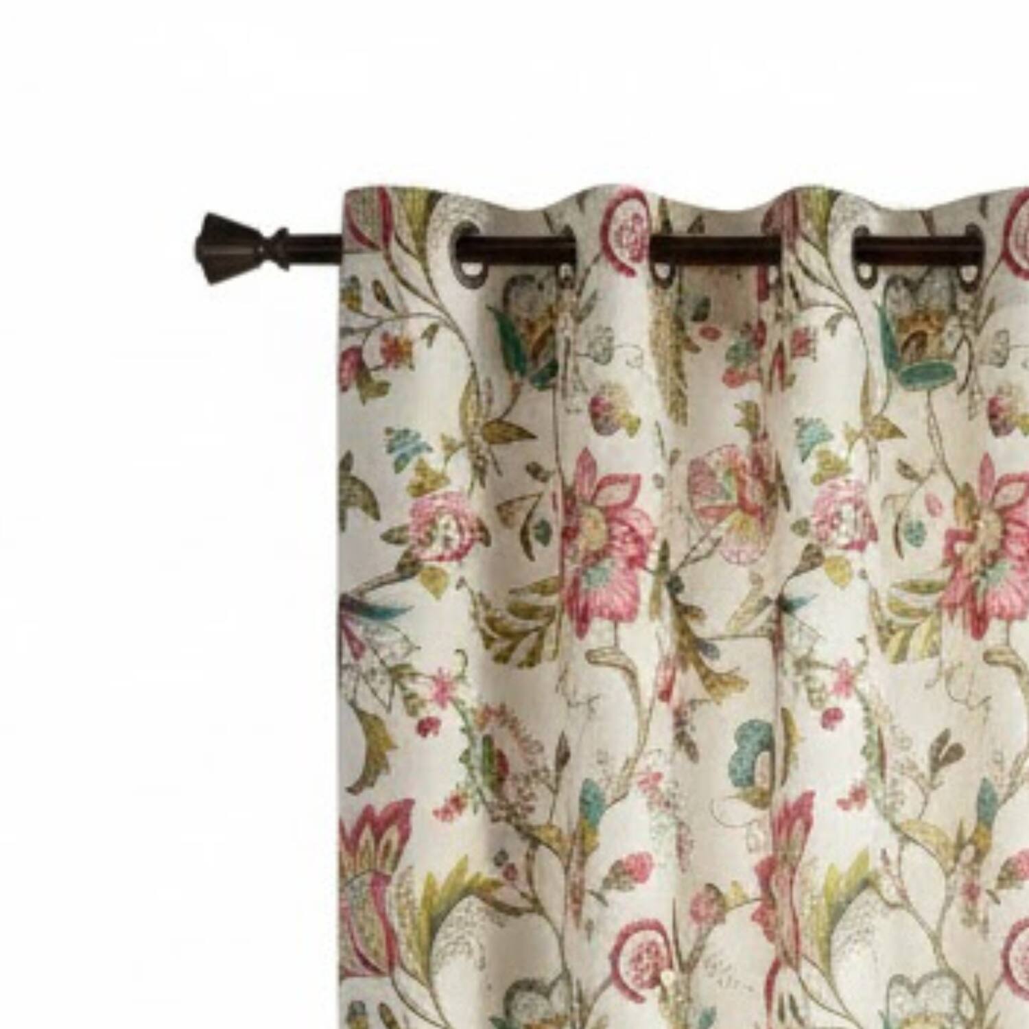 Alt View 1. Ellis Curtain - ELLIS 100% Polyester Brissac Colrful Jacobean Pattern Grommet Panel Lined 50" x 84" Red - Red.