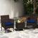 Alt View 1. Costway - Costway 3 PCS Outdoor Conversation Set with Cushioned Seat & Tempered Glass Tabletop - Navy.