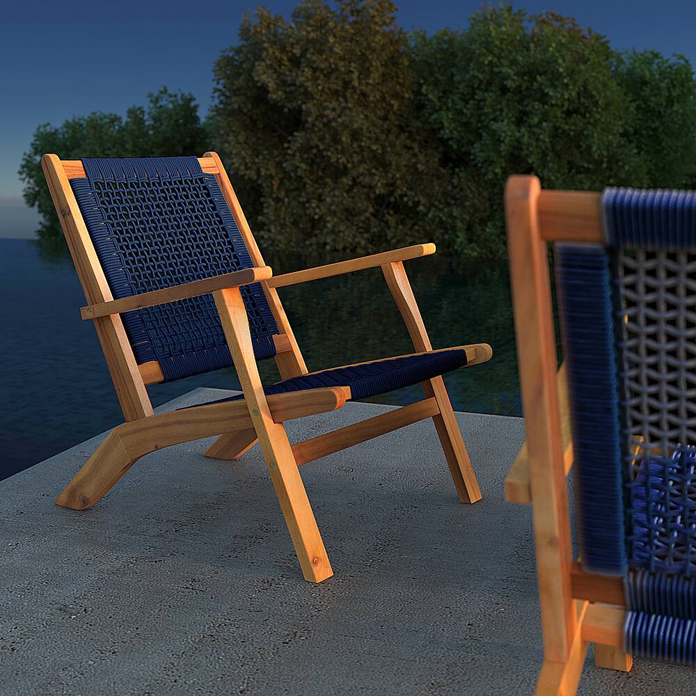 Alt View 14. Patio Sense - Vega Natural Stain Outdoor Chair - Navy.