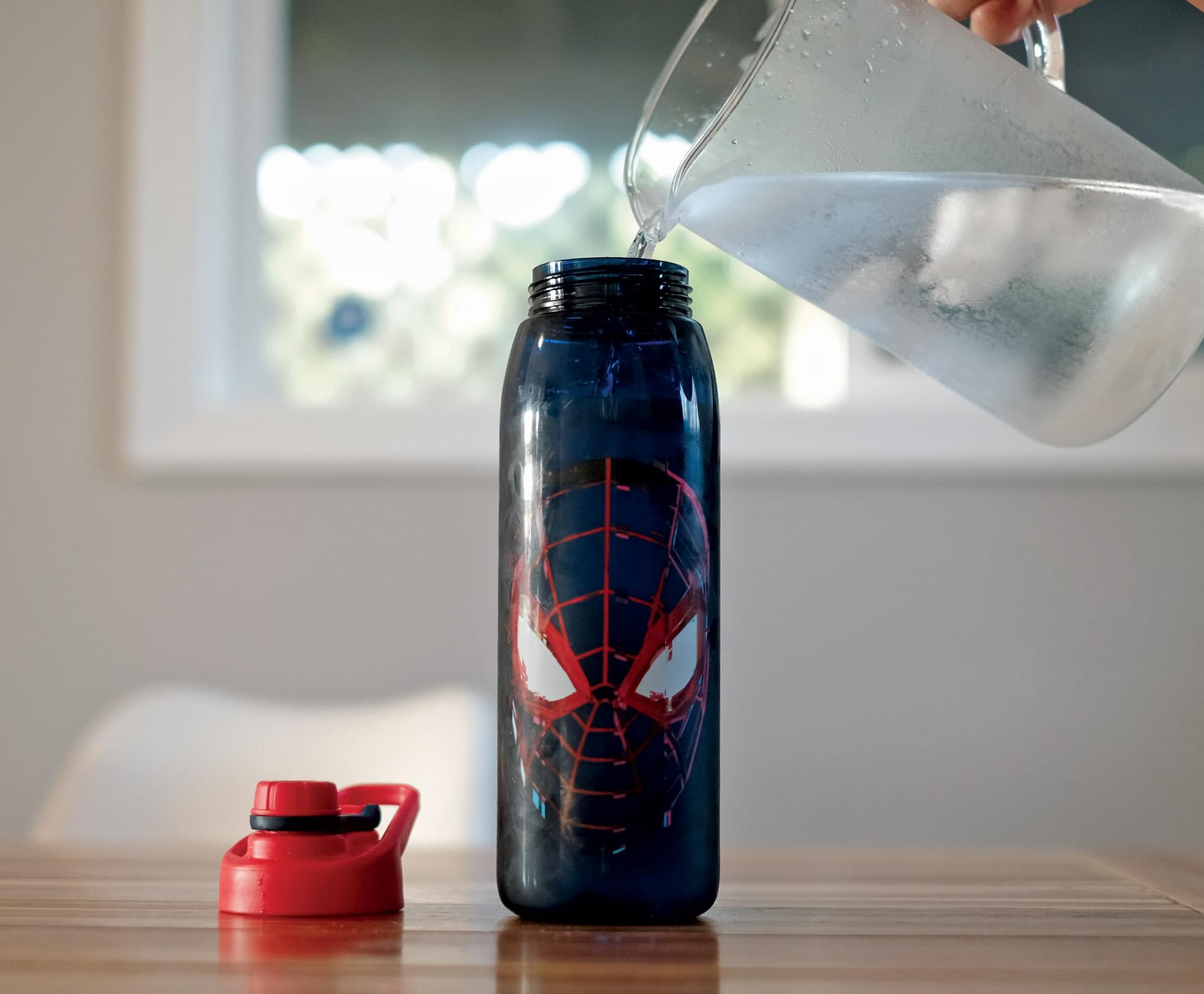 Alt View 2. Marvel - Marvel Spider-Man Miles Morales Plastic Water Bottle | Holds 28 Ounces - Blue.