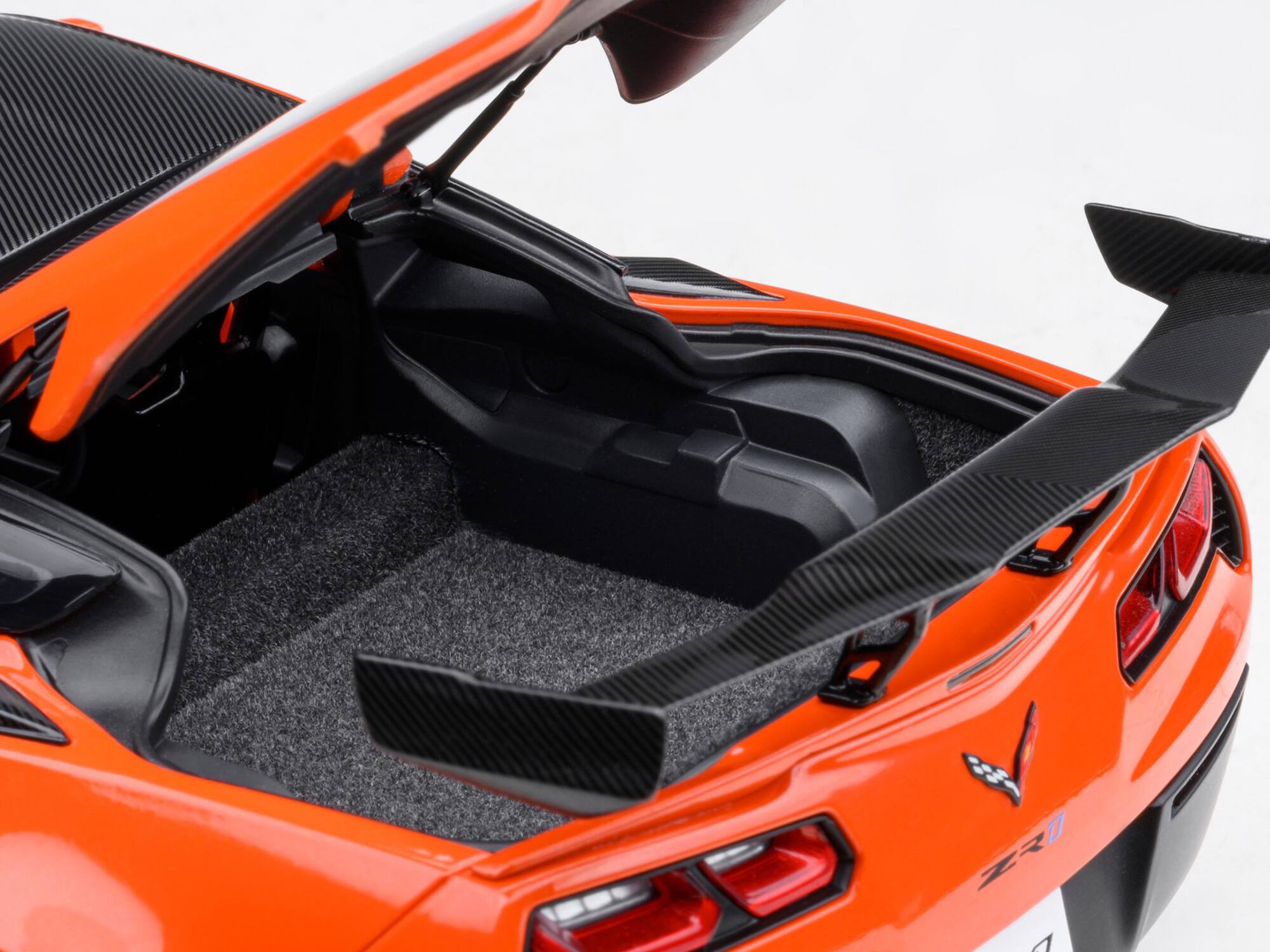 Alt View 6. Autoart - 2019 Chevrolet Corvette C7 ZR1 Sebring Orange Tintcoat with Carbon Top 1/18 Model Car by Autoart.