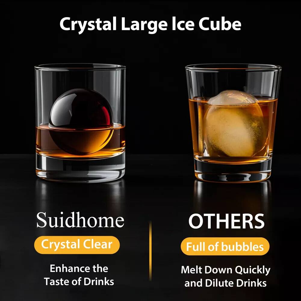 Crystal Large Ice Cube

Suidhome  
Crystal Clear  
Enhance the Taste of Drinks

OTHERS  
Full of bubbles  
Melt Down Quickly and Dilute Drinks