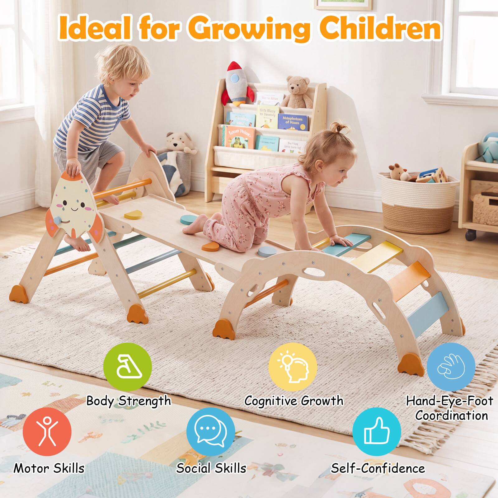 Ideal for Growing Children

- Body Strength
- Cognitive Growth
- Hand-Eye-Foot Coordination
- Motor Skills
- Social Skills
- Self-Confidence