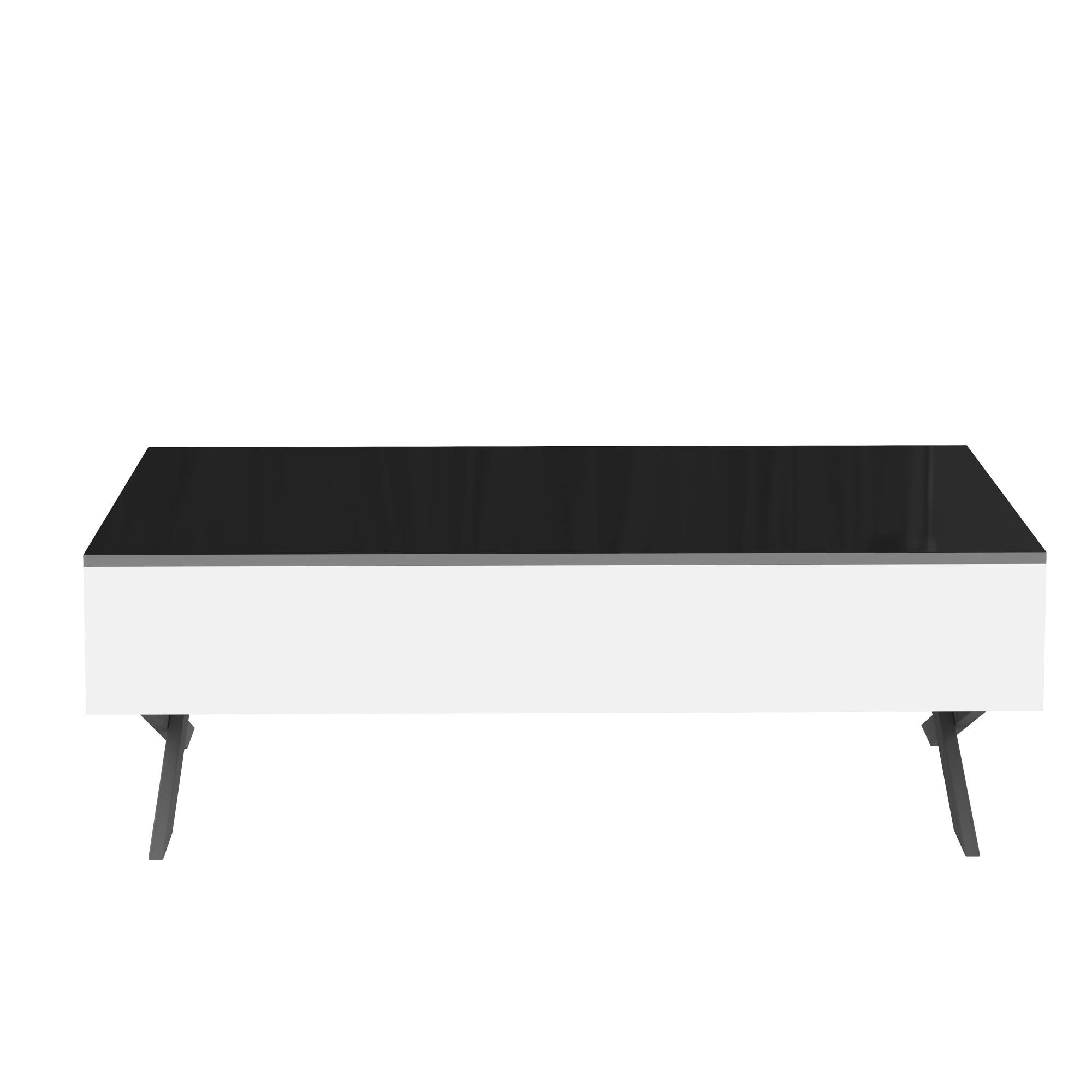 Alt View 7. GOODSILO - Modern Rectangular Coffee Table with Mirrored Finish and Hidden Storage Drawers for Living Room - Black.
