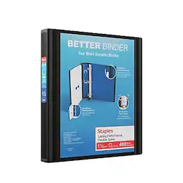 Staples - 1 1/2" 3-Ring Better Binder, D-Ring - Black