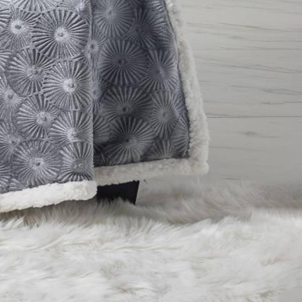 Alt View 2. Noble House - Louvre Plush All Season 50"x60" Sherpa Grey Throw - Grey.