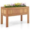 Front. Costway - Wooden Elevated Planter Box with Solid Wood Frame & Sturdy Legs Slatted Bottom - Brown.